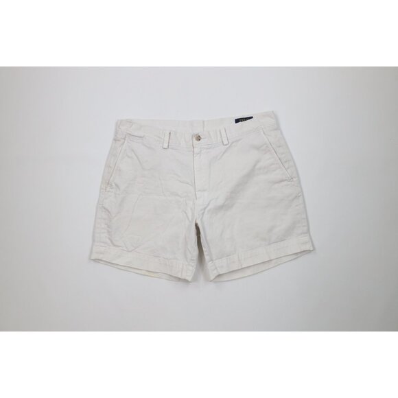 Vintage Ralph Lauren Mens 34 Distressed Above Knee Chino Shorts Cotton Beige